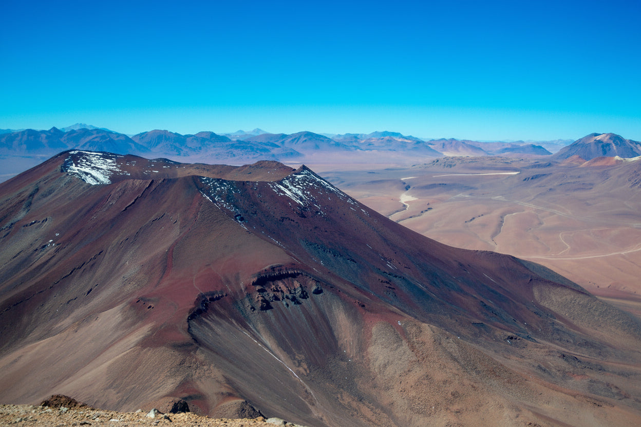 South Lipez desert landscape with mountains under a clear blue sky