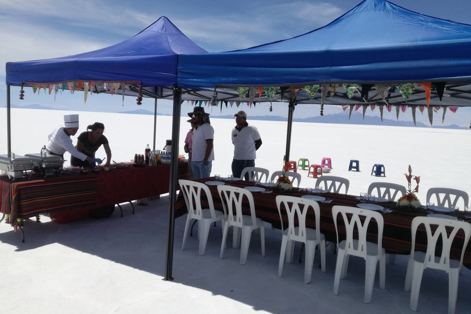 Exclusive private dining setup in the heart of the Uyuni Salt Flats