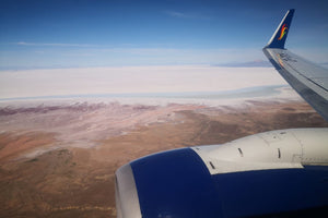 Aerial view of the Uyuni Salt FLats. 