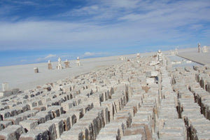 Salt bricks at Uyuni salt flat quarries, Bolivia